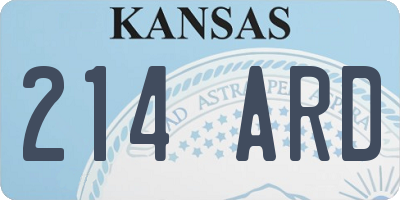 KS license plate 214ARD
