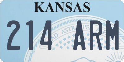 KS license plate 214ARM