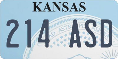 KS license plate 214ASD