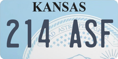 KS license plate 214ASF