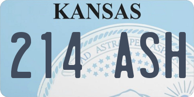 KS license plate 214ASH