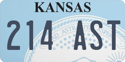 KS license plate 214AST