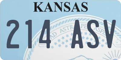 KS license plate 214ASV