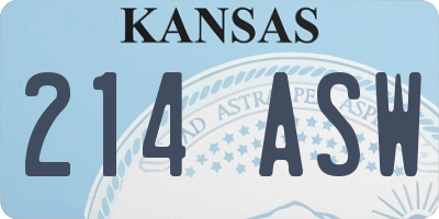 KS license plate 214ASW