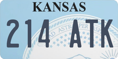 KS license plate 214ATK