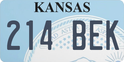 KS license plate 214BEK