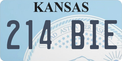KS license plate 214BIE