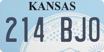 KS license plate 214BJO