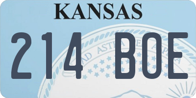 KS license plate 214BOE