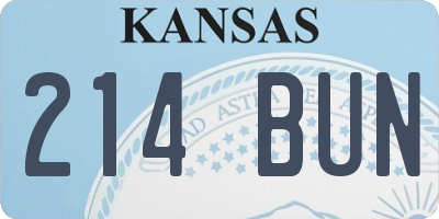 KS license plate 214BUN