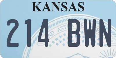 KS license plate 214BWN