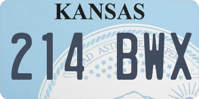 KS license plate 214BWX