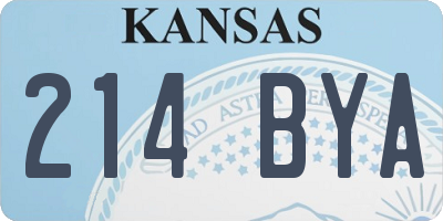 KS license plate 214BYA