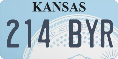 KS license plate 214BYR