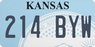 KS license plate 214BYW