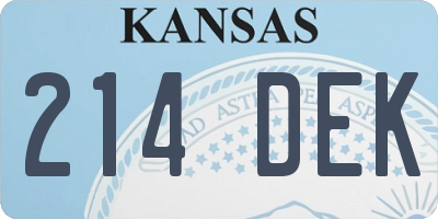 KS license plate 214DEK