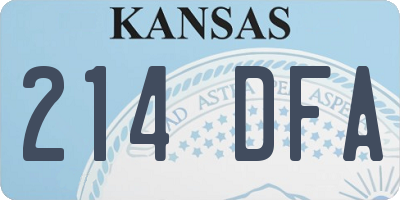 KS license plate 214DFA