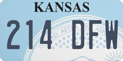 KS license plate 214DFW