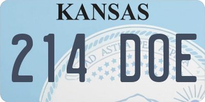 KS license plate 214DOE