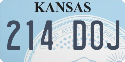 KS license plate 214DOJ
