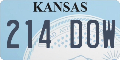 KS license plate 214DOW