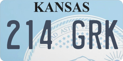 KS license plate 214GRK