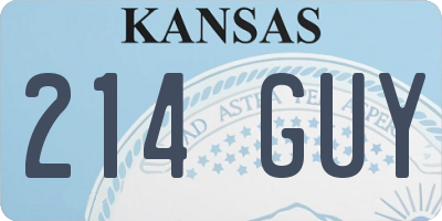 KS license plate 214GUY