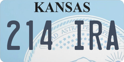 KS license plate 214IRA