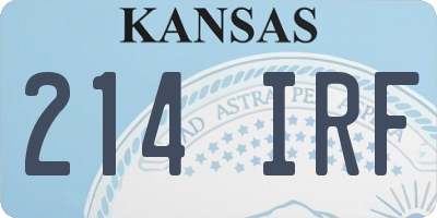 KS license plate 214IRF