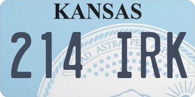 KS license plate 214IRK