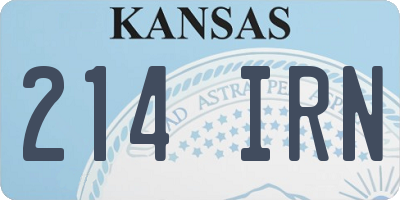 KS license plate 214IRN