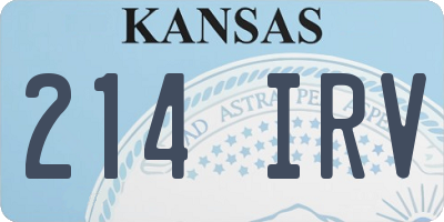 KS license plate 214IRV
