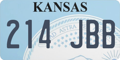 KS license plate 214JBB