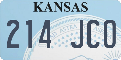 KS license plate 214JCO