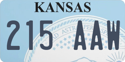 KS license plate 215AAW