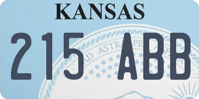 KS license plate 215ABB