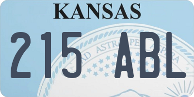 KS license plate 215ABL