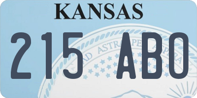 KS license plate 215ABO