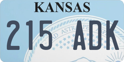 KS license plate 215ADK