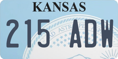 KS license plate 215ADW