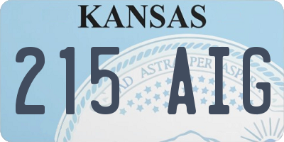 KS license plate 215AIG