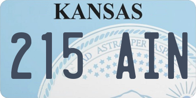 KS license plate 215AIN