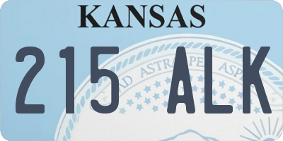 KS license plate 215ALK