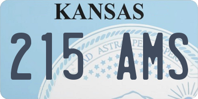 KS license plate 215AMS