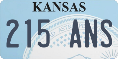 KS license plate 215ANS