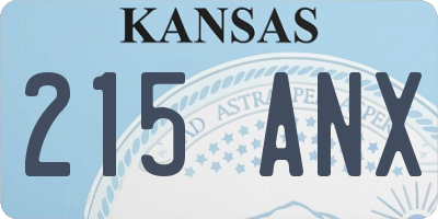 KS license plate 215ANX