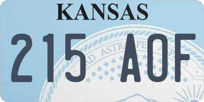 KS license plate 215AOF
