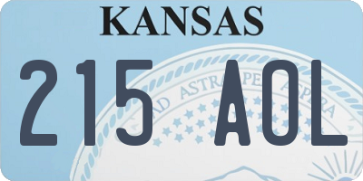 KS license plate 215AOL