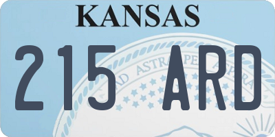 KS license plate 215ARD