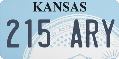 KS license plate 215ARY